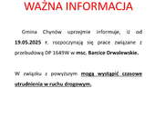 Utrudnienia w ruchu drogowym Barcice Drwalewskie